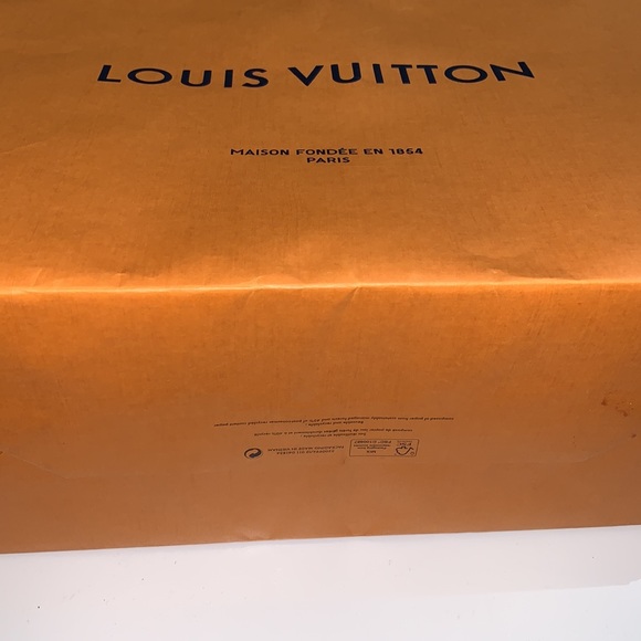Auth Louis Vuitton paper shopping large gift bag orange blue cloth handle - Picture 7 of 7